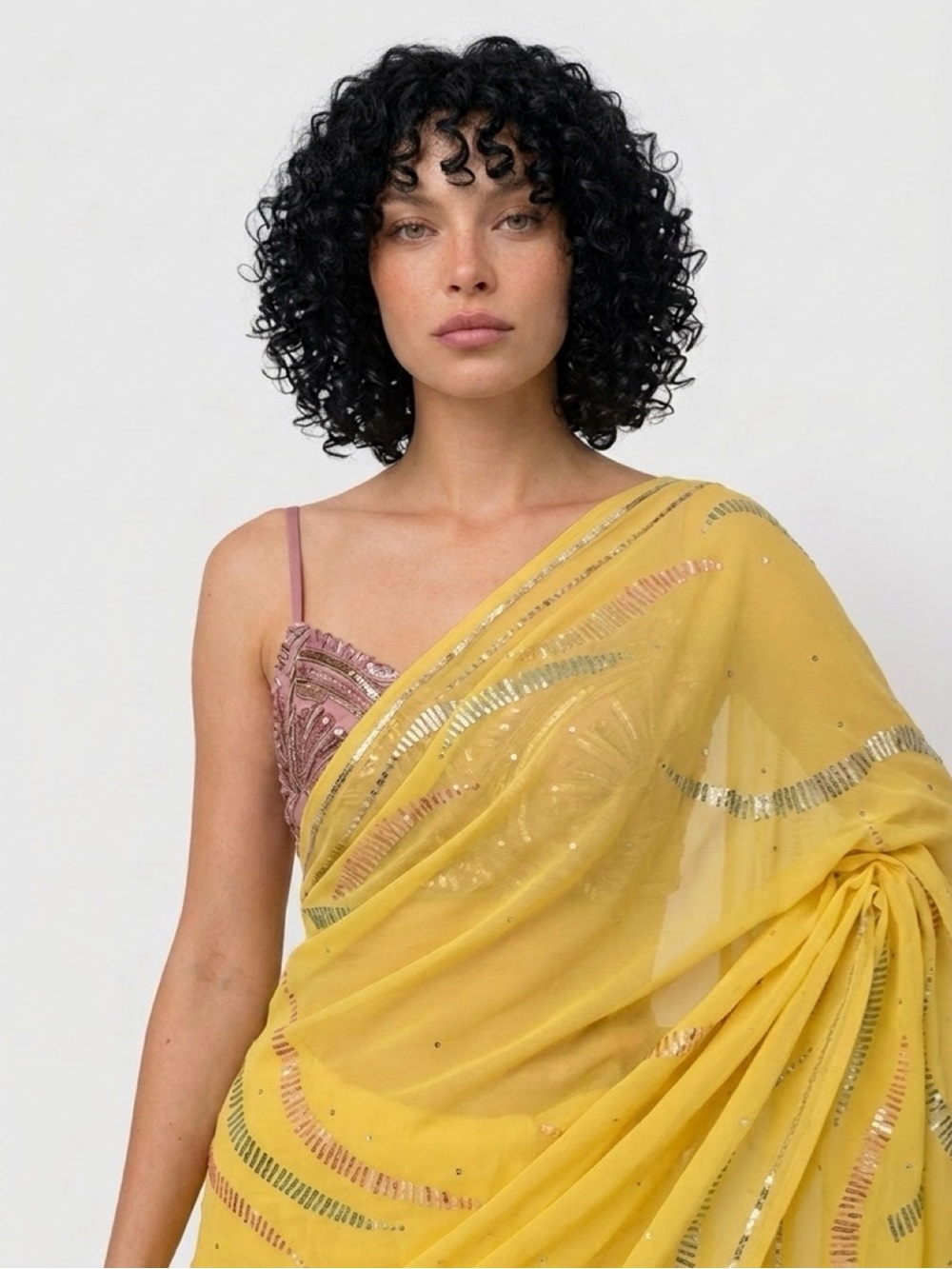 Yellow Embellished Saree